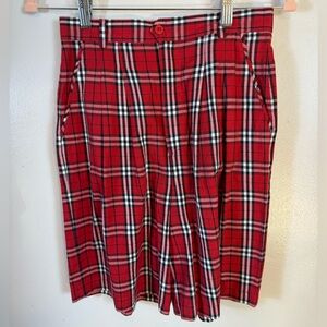 Vintage‎ Burberrys of London Red Plaid Shorts Womens Size Medium 100% Cotton